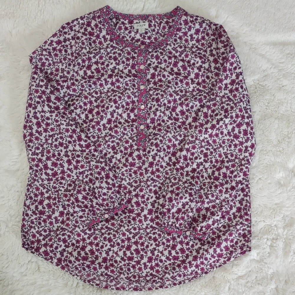 J.CREW , Size L,Floral Purple and White Blouse - Picture 16 of 16